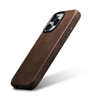Kožené pouzdro kompatibilní s MagSafe pro iPhone 15 Pro iCarer Oil Wax Premium Leather - hnědé
