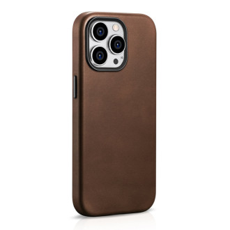 Kožené pouzdro kompatibilní s MagSafe pro iPhone 15 Pro iCarer Oil Wax Premium Leather - hnědé