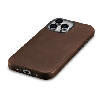 Kožené pouzdro kompatibilní s MagSafe pro iPhone 15 Pro iCarer Oil Wax Premium Leather - hnědé