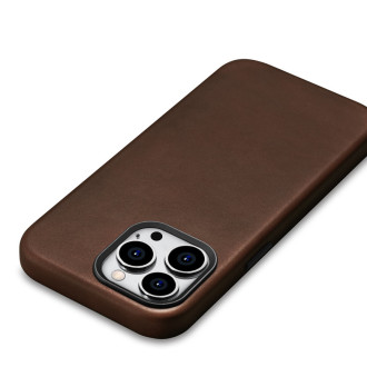Kožené pouzdro kompatibilní s MagSafe pro iPhone 15 Pro iCarer Oil Wax Premium Leather - hnědé