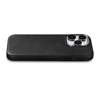 Kožené pouzdro iPhone 15 Pro iCarer Oil Wax Premium Leather kompatibilní s MagSafe – černé