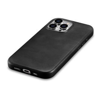 Kožené pouzdro iPhone 15 Pro iCarer Oil Wax Premium Leather kompatibilní s MagSafe – černé