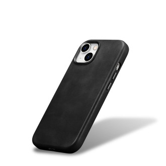 iPhone 15 Plus iCarer Oil Wax Premium Leather MagSafe kompatibilní kožené pouzdro – černé