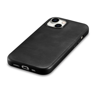 iPhone 15 Plus iCarer Oil Wax Premium Leather MagSafe kompatibilní kožené pouzdro – černé