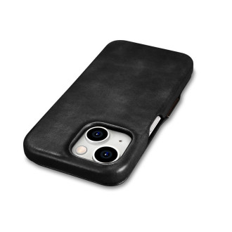 iPhone 15 Plus iCarer Oil Wax Premium Leather MagSafe kompatibilní kožené pouzdro – černé