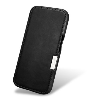 iPhone 15 Plus iCarer Oil Wax Premium Leather MagSafe kompatibilní kožené pouzdro – černé