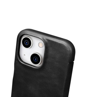iPhone 15 Plus iCarer Oil Wax Premium Leather MagSafe kompatibilní kožené pouzdro – černé