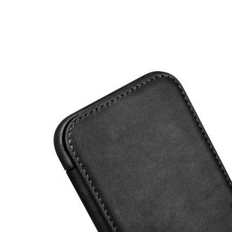 iPhone 15 Plus iCarer Oil Wax Premium Leather MagSafe kompatibilní kožené pouzdro – černé
