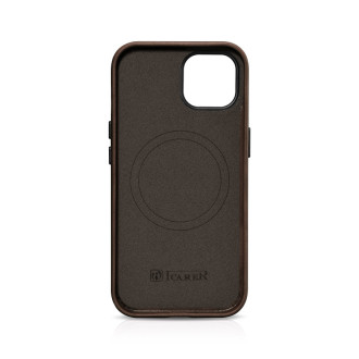 Kožené pouzdro kompatibilní s MagSafe pro iPhone 15 iCarer Oil Wax Premium Leather - hnědé