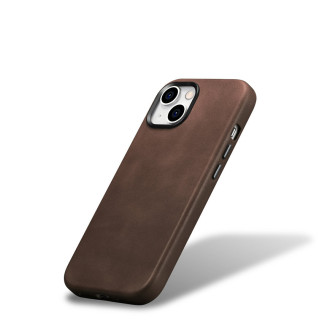 Kožené pouzdro kompatibilní s MagSafe pro iPhone 15 iCarer Oil Wax Premium Leather - hnědé
