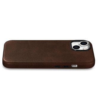 Kožené pouzdro kompatibilní s MagSafe pro iPhone 15 iCarer Oil Wax Premium Leather - hnědé