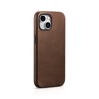 Kožené pouzdro kompatibilní s MagSafe pro iPhone 15 iCarer Oil Wax Premium Leather - hnědé