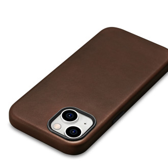 Kožené pouzdro kompatibilní s MagSafe pro iPhone 15 iCarer Oil Wax Premium Leather - hnědé