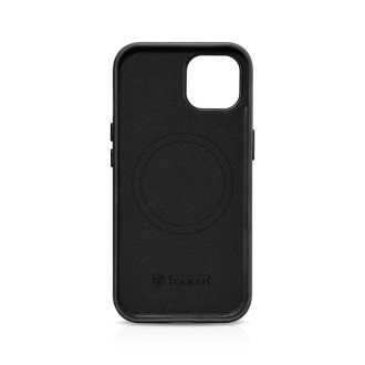 iPhone 15 iCarer Oil Wax Premium Leather MagSafe kompatibilní kožené pouzdro – černé