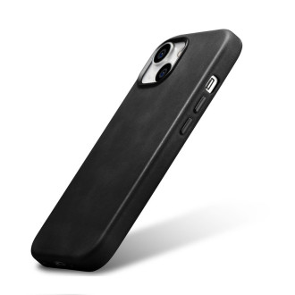 iPhone 15 iCarer Oil Wax Premium Leather MagSafe kompatibilní kožené pouzdro – černé