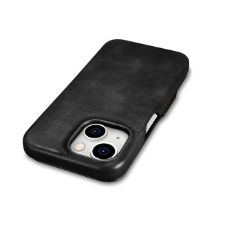 iPhone 15 iCarer Oil Wax Premium Leather MagSafe kompatibilní kožené pouzdro – černé