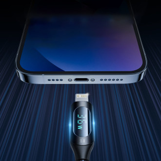 USB-C kabel - Lightning Wozinsky WUCLC2 s LED displejem 36W 2m - černý