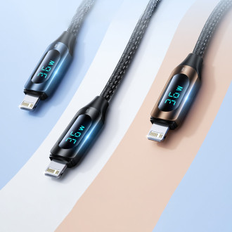 USB-C kabel - Lightning Wozinsky WUCLC2 s LED displejem 36W 2m - černý