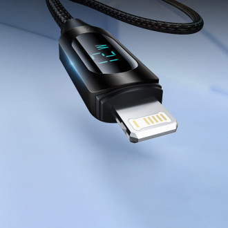 Kabel USB-A – Lightning Wozinsky WUALC2 s LED displejem 2,4A 2m – černý