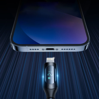 Kabel USB-A – Lightning Wozinsky WUALC2 s LED displejem 2,4A 2m – černý