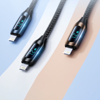 Kabel USB-A – Lightning Wozinsky WUALC2 s LED displejem 2,4A 2m – černý