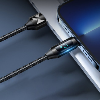 Kabel USB-A – Lightning Wozinsky WUALC1 s LED displejem 2,4A 1m – černý