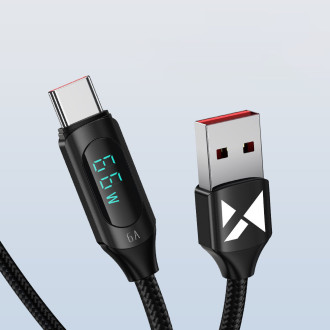 Wozinsky WUACC2 USB A - USB C kabel s displejem 66W 6A 2m - černý