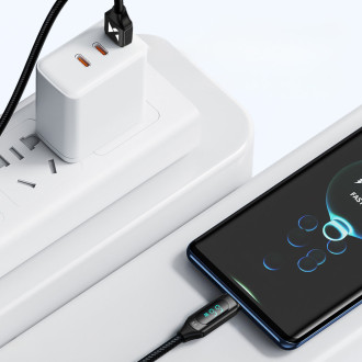 Wozinsky WUACC2 USB A - USB C kabel s displejem 66W 6A 2m - černý