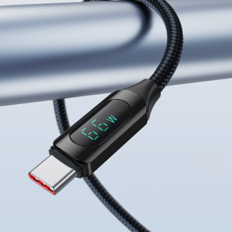 Wozinsky WUACC2 USB A - USB C kabel s displejem 66W 6A 2m - černý
