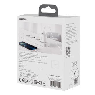 [RETURNED ITEM]  Baseus Compact Fast USB / USB Type C Charger 20W 3A Power Delivery Quick Charge 3.0 white (CCXJ-B02)
