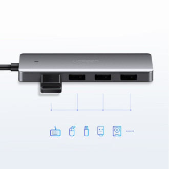 [RETURNED ITEM]  HUB USB Type C splitter - 4x USB 3.2 Gen 1 with USB Type C power port gray (CM219 70336)