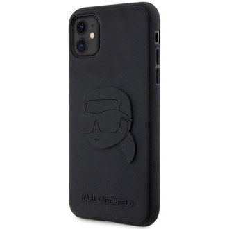 Karl Lagerfeld KLHCN613DRKNK iPhone 11 / Xr 6,1" černo/černé pevné pouzdro Gumová hlava Karl Head 3D