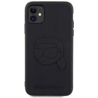 Karl Lagerfeld KLHCN613DRKNK iPhone 11 / Xr 6,1" černo/černé pevné pouzdro Gumová hlava Karl Head 3D