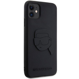 Karl Lagerfeld KLHCN613DRKNK iPhone 11 / Xr 6,1" černo/černé pevné pouzdro Gumová hlava Karl Head 3D