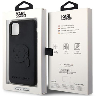 Karl Lagerfeld KLHCN613DRKNK iPhone 11 / Xr 6,1" černo/černé pevné pouzdro Gumová hlava Karl Head 3D