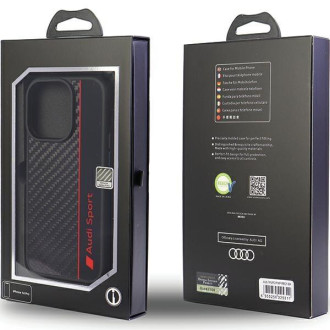 Audi Carbon Fiber Stripe iPhone 14 Pro 6,1&quot; černo/černý pevný obal AUS-TPUPCIP14P-R8/D1-BK