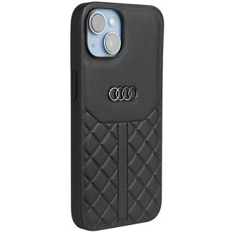 Audi originální kožený iPhone 14 6,1&quot; černý/černý pevný obal AU-TPUPPCIP14-Q8/D1-BK