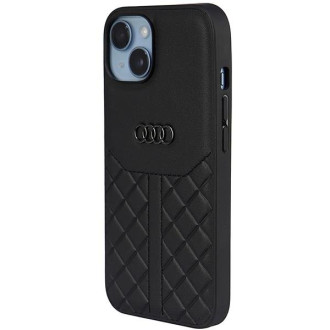 Audi originální kožený iPhone 14 6,1&quot; černý/černý pevný obal AU-TPUPPCIP14-Q8/D1-BK