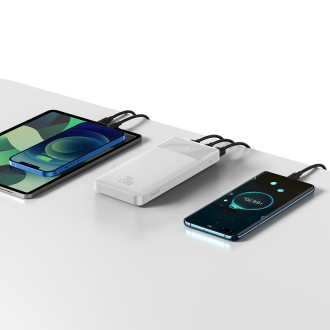 Baseus Bipow rychlonabíjecí power banka 10000mAh 20W bílá (Overseas Edition) + USB-A - Micro USB kabel 0,25m bílý (PPBD050502)