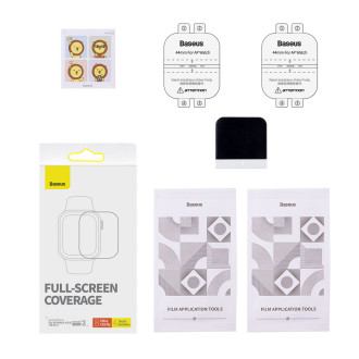 Sada 2x ochranné fólie Baseus NanoCrystal pro Apple Watch 7 45mm + montážní sada - průhledná
