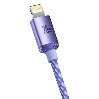 Baseus Crystal Shine Series kabel USB kabel pro rychlé nabíjení a přenos dat USB typu C - Lightning 20W 2m fialový (CAJY000305)