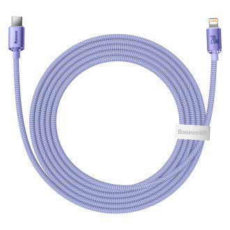 Baseus Crystal Shine Series kabel USB kabel pro rychlé nabíjení a přenos dat USB typu C - Lightning 20W 2m fialový (CAJY000305)