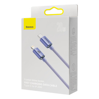 Baseus Crystal Shine Series kabel USB kabel pro rychlé nabíjení a přenos dat USB typu C - Lightning 20W 2m fialový (CAJY000305)