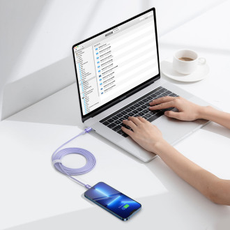 Baseus Crystal Shine Series kabel USB kabel pro rychlé nabíjení a přenos dat USB typu C - Lightning 20W 2m fialový (CAJY000305)