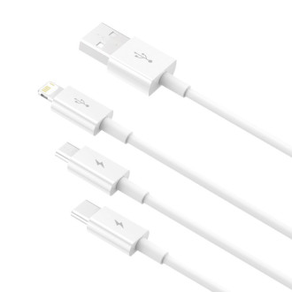 Baseus Superior 3v1 USB kabel – Lightning / USB typu C / Micro USB 3,5 A 1,5 m bílý (CAMLTYS-02)