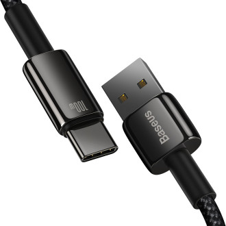 Baseus Tungsten Gold kabel USB-A - USB-C 480Mb/s 100W 1m černý (CAWJ000001)