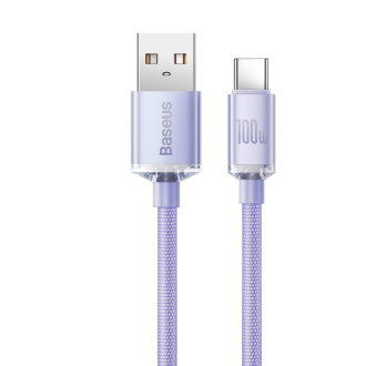 [RETURNED ITEM]  Baseus Crystal Shine Series kabel USB kabel pro rychlé nabíjení a přenos dat USB Typ A - USB Typ C 100W 1,2m fialový (CAJY000405)