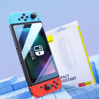 Sada 2x tvrzeného skla Baseus Crystal pro Nintendo Switch OLED 2021 + montážní sada - průhledná