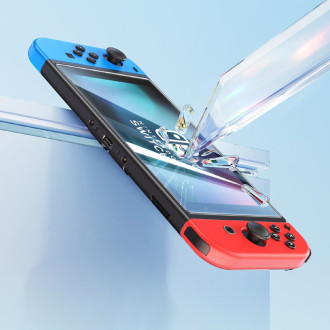 Sada 2x tvrzeného skla Baseus Crystal pro Nintendo Switch OLED 2021 + montážní sada - průhledná