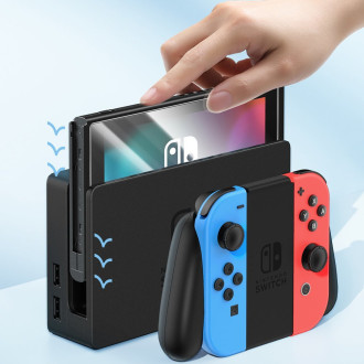 Sada 2x tvrzeného skla Baseus Crystal pro Nintendo Switch OLED 2021 + montážní sada - průhledná